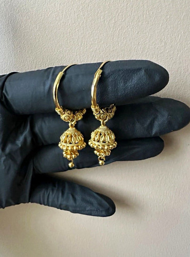 Gold tone hoop drop jhumka - tone,