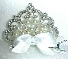 Girls Rhinestone Princess Tiara Crown Hair Clip Bow Knot Hair Pin Hair Accessory