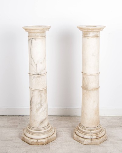 Pair antique alabaster - antique,