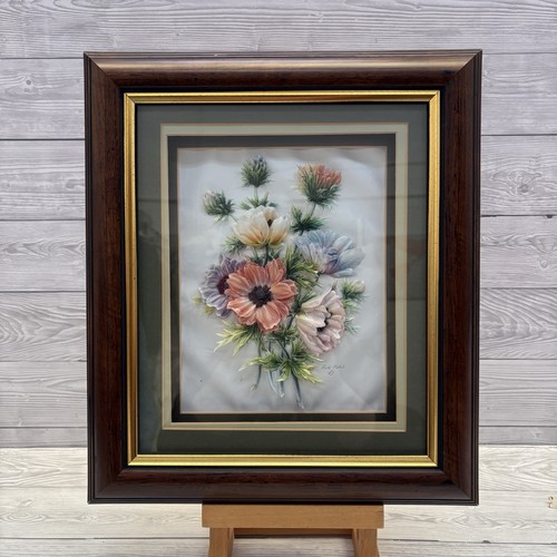 Framed floral decoupage art - floral,
