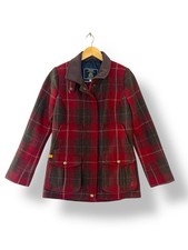 Joules Field Tweed Jacket UK 8  Red Wool Blend Coat Country Heritage tartan