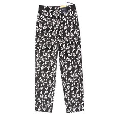 Ladies Mia Black White Floral Crop Trousers