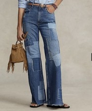 Polo Ralph Lauren Patchwork Flared Jeans W27 - 70s retro hippie style 