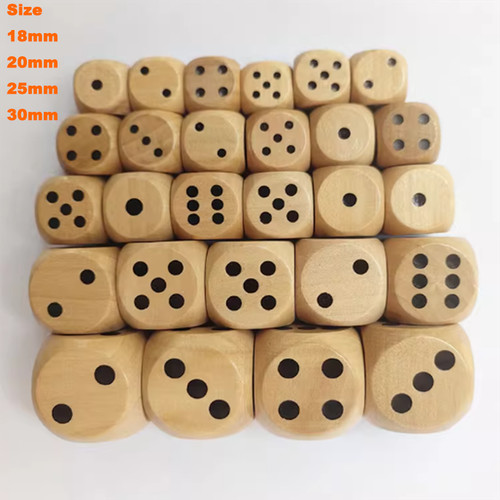 Large wooden dice - wooden, six