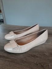 FOOTGLOVE FASHION BEIGE WIDE FIT LEATHER BALLETCOMFORT FLAT SHOES UK 7.5 NEW