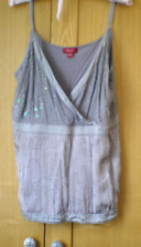 Monsoon V Neck Silk Viscose Strappy Embellished Camisole Top Size 22 Dove grey