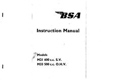 BSA MODELS M21 600cc SV & M33 500cc OHV  MOTORCYCLE INSTRUCTION MANUAL.
