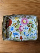 Hammersley Bone China trinket dish: 3.5" x 2.5" Floral with gold edges