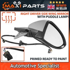 VW Golf MK7 2012-2020 Door Heated Electric Wing Mirror Primed Right Drivers Side