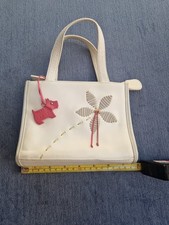 Radley Mini Handbag Women White Leather with Pink Interior and Dog Motif