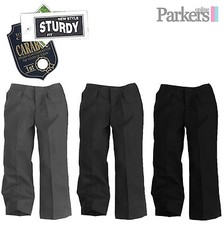 NEW BOYS GENEROUS STURDY FIT SCHOOL TROUSERS TEFLON COATED GREY BLACK 8-14 YEARS