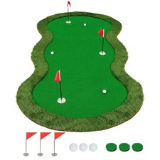 COSTWAY Golf Putting Green Mat 5 x 10 FT Professional Golf Practice Mat-Green