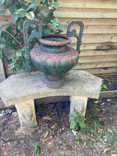 Antique french cast iron urn - iron,