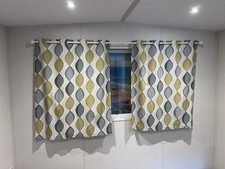 Pair of Curtains with geometric design perfect for caravan window or similar