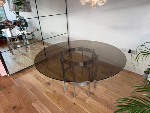 1970s round glass top - glass, chrome