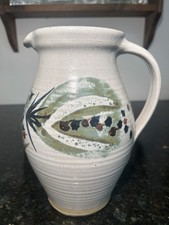 Vintage Studio Pottery Jug Hand Thrown Shell Mark Decorated Stoneware
