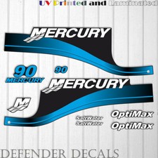Mercury 90 HP Optimax outboard engine decal sticker BLUE set reproduction