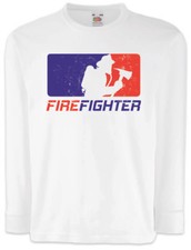 FIREFIGHTER Kids Long Sleeve T-Shirt Fire Brigade Feuerwehrmann Axe Helm Fighter