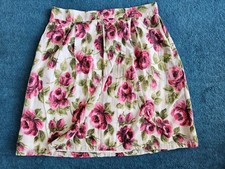 CATH KIDSTON Pink Floral Roses A-Line SKIRT UK 10 Pockets Zip Lined Lightweight