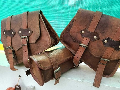 Leather motorcycle saddle - motorcycle, bag