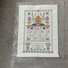 Completed Un-Framed Anchor Cross Stitch  Traditional Sampler