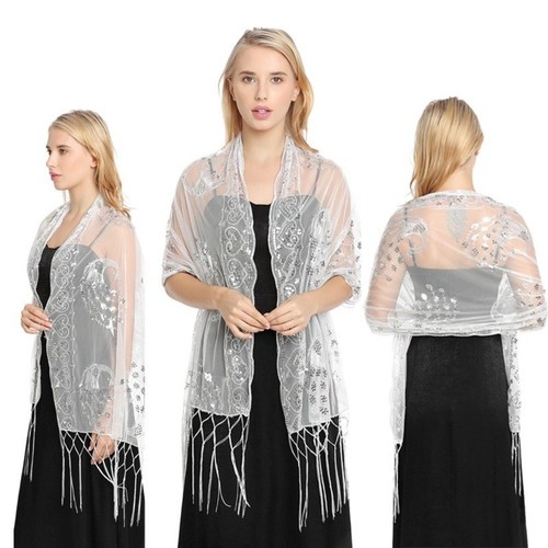 Embroidered lace sheer - sheer, scarf