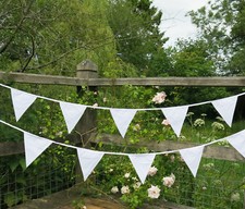 Fabric Bunting Banner 30 Triangle Flags Birthday Party Pennants Lots Of Colours