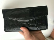 REGENT BELT COMPANY WALLET CROC  CREDIT CARD HOLDER BLACK GENUINE LEATHER  NEW