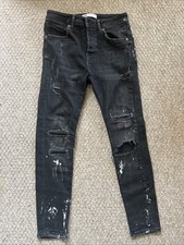 Zara Mens Black Ripped Jeans Size Small