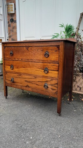 Vintage solid oak - chest, 3