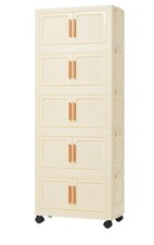 5 Tier Folding Plastic Wheeled