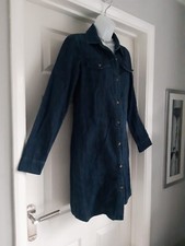 TU Blue Denim Button Up Shirt Dress Size 8 VGC