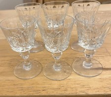 Thomas Webb Vintage Cut Crystal Liqueur Glasses Set of 6 - 7.5cm Tall 