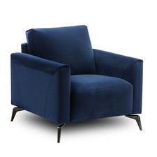 Nest Gustav 4106 Atlantic Blue Fabric & Black Metal Armchair RRP £899