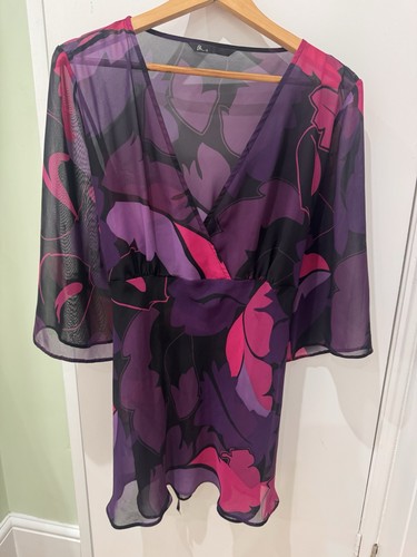 Sheer floral tunic top - tunic,