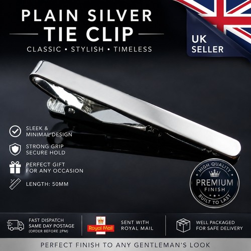 Men silver tie clip plain - men's,