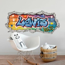 PERSONALISED GRAFFITI MURAL WALL ART STICKER DECAL CHILDREN'S BEDROOM PLAYROOM