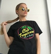 Unisex Black Club Tropicana T Shirt-Wham-George Michael-Fluorescent Wording