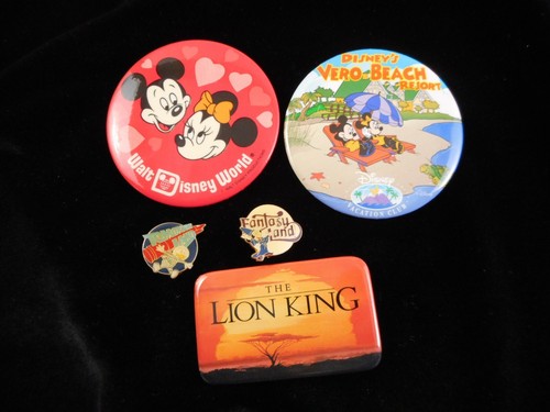 Vtg disney lot pinback - of, 5