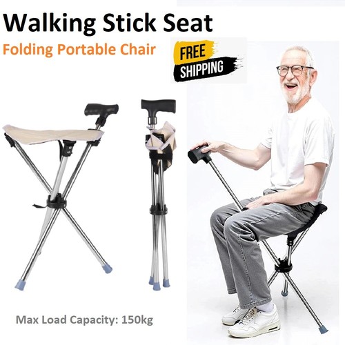 Folding walking stick seat - folding,