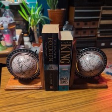 Vintage World Globe Bookends, Globes will spin freely