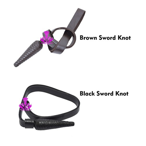 Black leather sword knot - black,