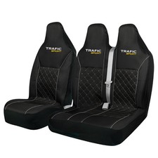 FOR RENAULT TRAFIC SPORT - QUILTED GREY PIPING VAN SEAT COVERS SINGLE +DOUBLE 78