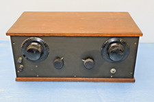 Vintage Homebrew AM Radio Receiver Wood Cabinet 17x9x8"  -UNTESTED UNIT