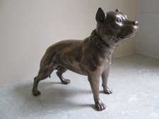 VINTAGE STAFFORDSHIRE BULL TERRIER - BRONZED FINISH DOG - LARGE SIZE