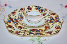 Antique 1920s Art Deco English Bone china Tea Set Aynsley Anemone Trio cup plate