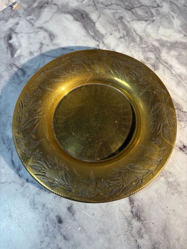 Vintage engraved etched - vintage, brass