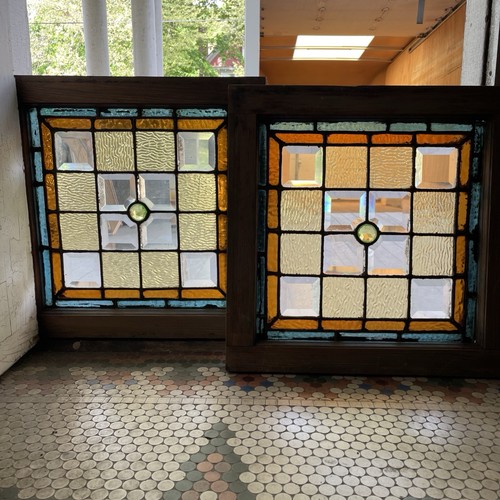 Pair stained glass window - pair,