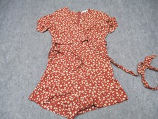 Madewell Jumpsuit Womens 8 Orange Floral One Piece Shorts Romper Wrap Top