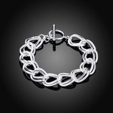 925 Sterling Silver Double Chain Bracelet Women Solid Jewelry Valentine's Gift